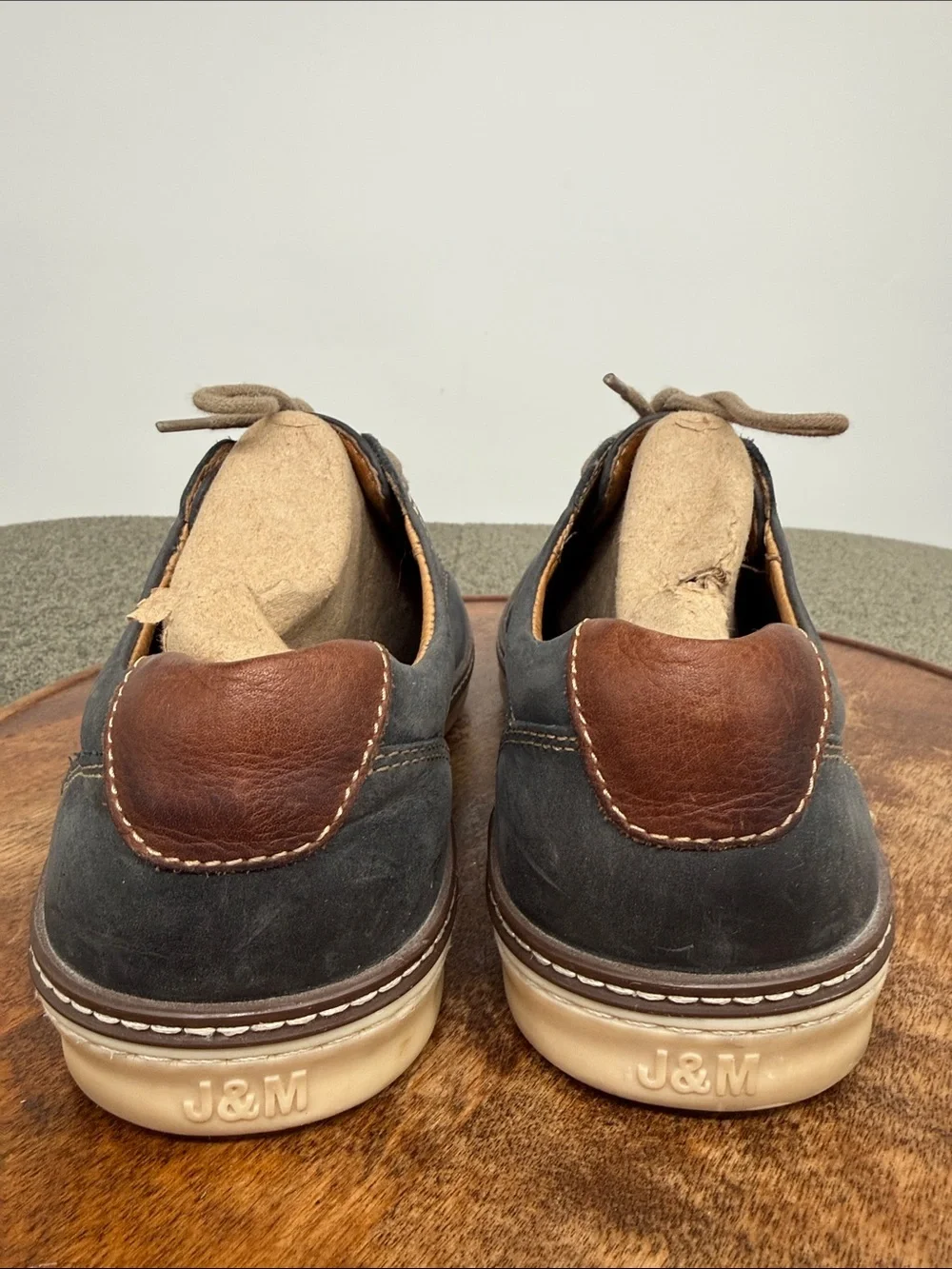 Johnston & Murphy Shoes Mens 9.5 Wide Blue Leather Lace Up Oxford Sneakers